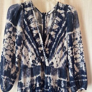 Calvin Klein Navy and White Tie-Dye Maxi Dress